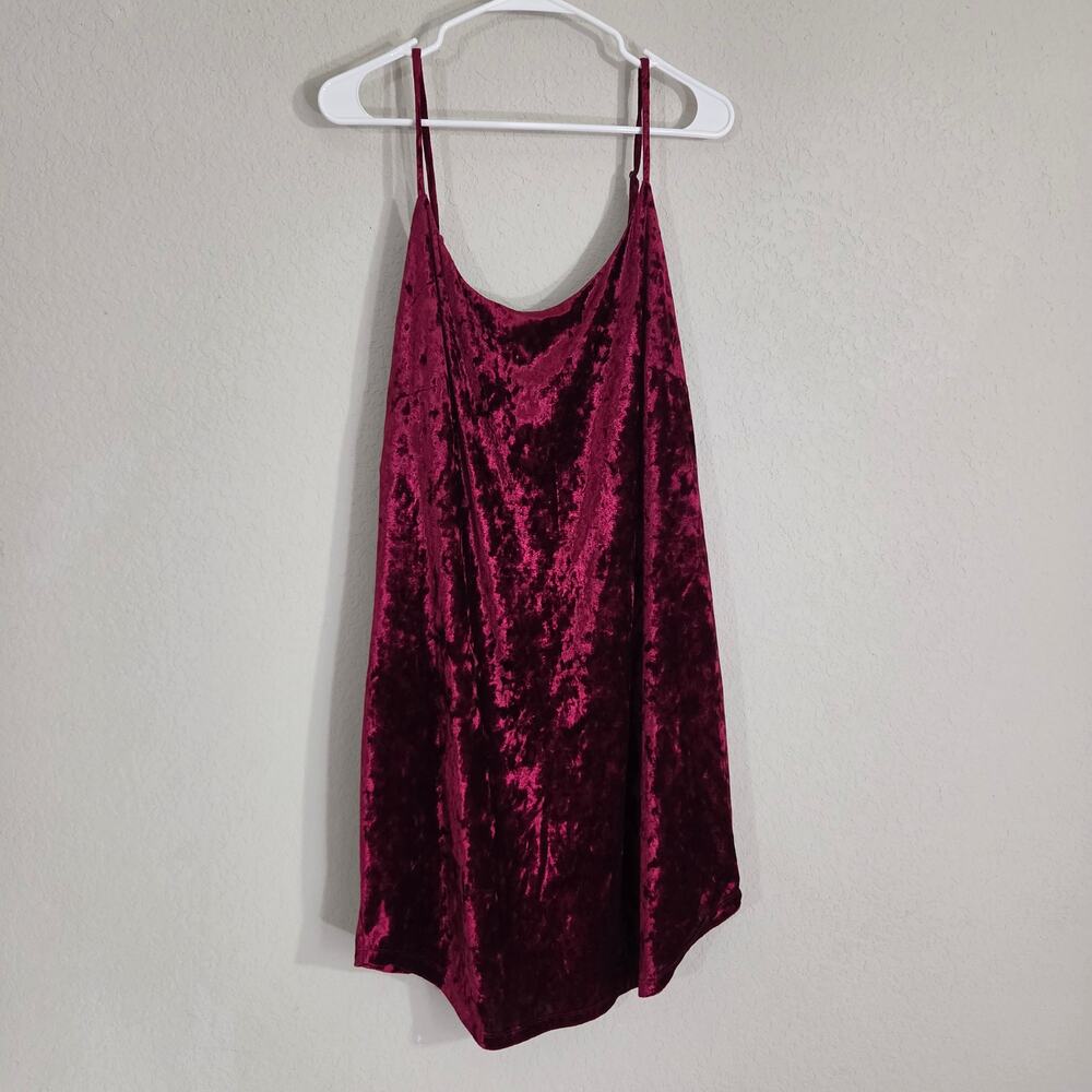 Forever 21 Crushed Velvet Mini Slip Dress Plus Size 1X 2X 18 20 22 Burgundy